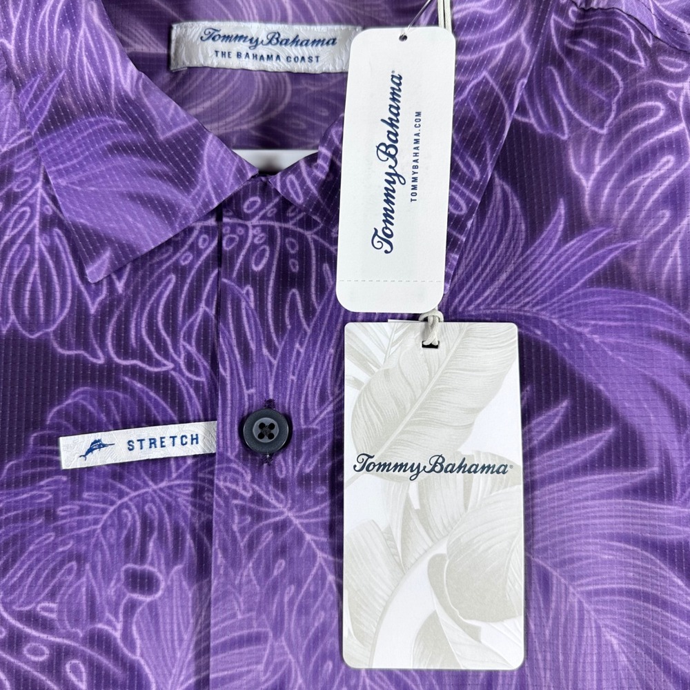 Tommy Bahama Button Down Mens XXL 2XL Purple Bahama Coast Luminescent Shirt NWT - Picture 6 of 14